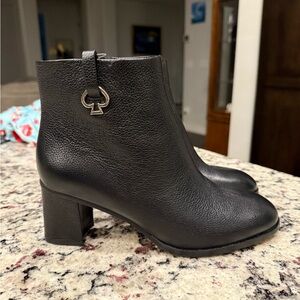Kate Spade Black Leather Ankle Booties, 2inch heel